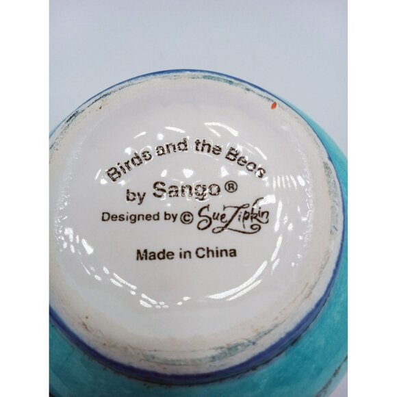 Ceramic Creamer w Lid Sue Zipkin Design Sango Birds & The Bees 3.5 Inch Vibrant - Picture 3 of 15